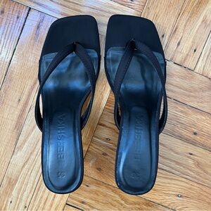 Bershka Black Kitten Heel Mule Sandals